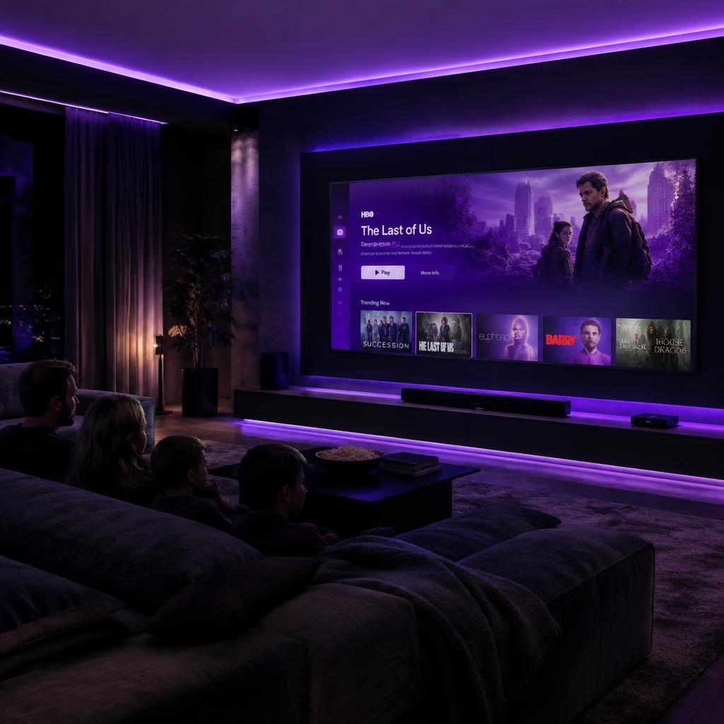 Premium home cinema setup with ambient lighting